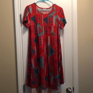 LulaRoe Small Carly Red and blue print